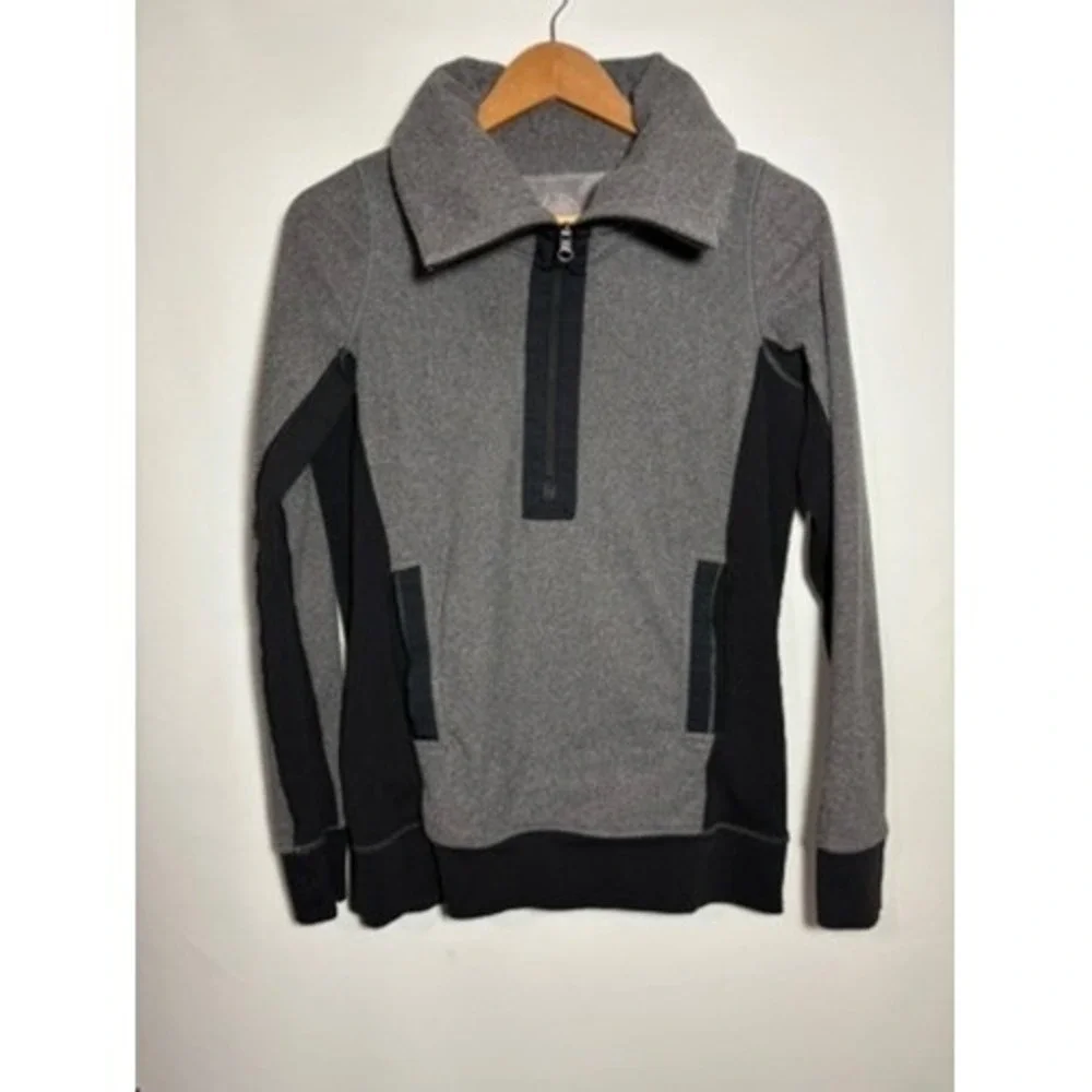 Lululemon Pullover Womens 4 Grey Retrospect 1/4 Zip Fleece Thumbholes Athletic‎